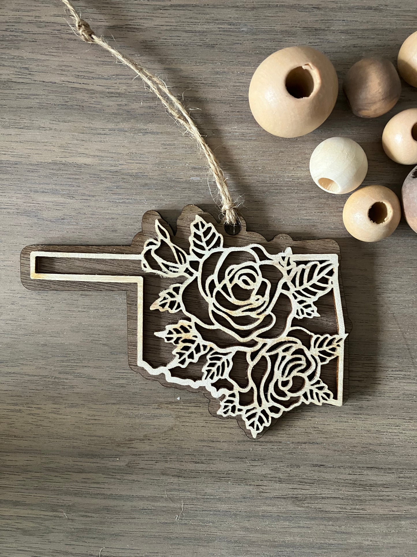 Wooden Oklahoma State Flower Ornament