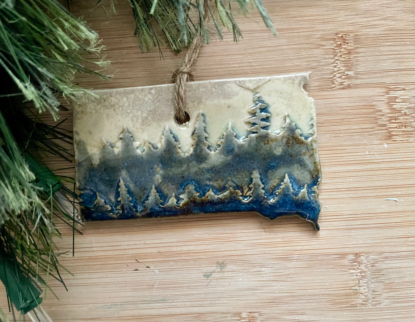 South Dakota Rustic Clay Ornament