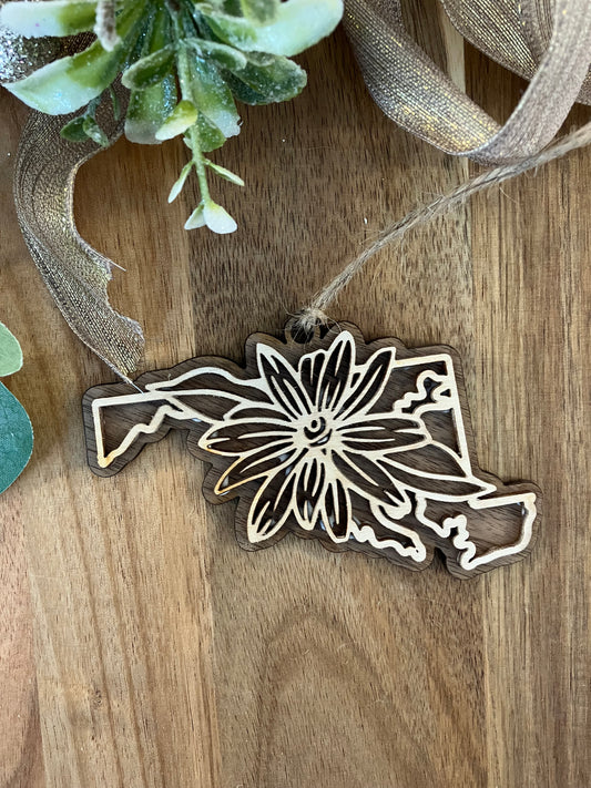 Wooden Maryland State Flower Ornament