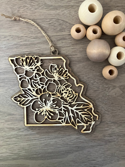 Missouri Wooden State Flower Ornament
