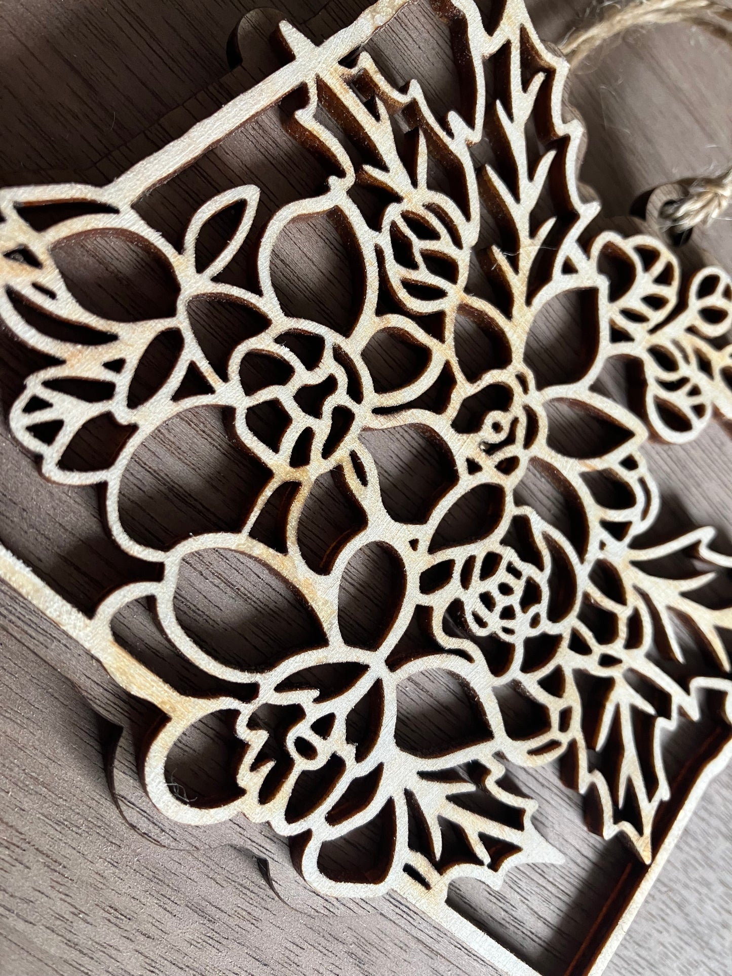 Wooden Oregon State Flower Ornament