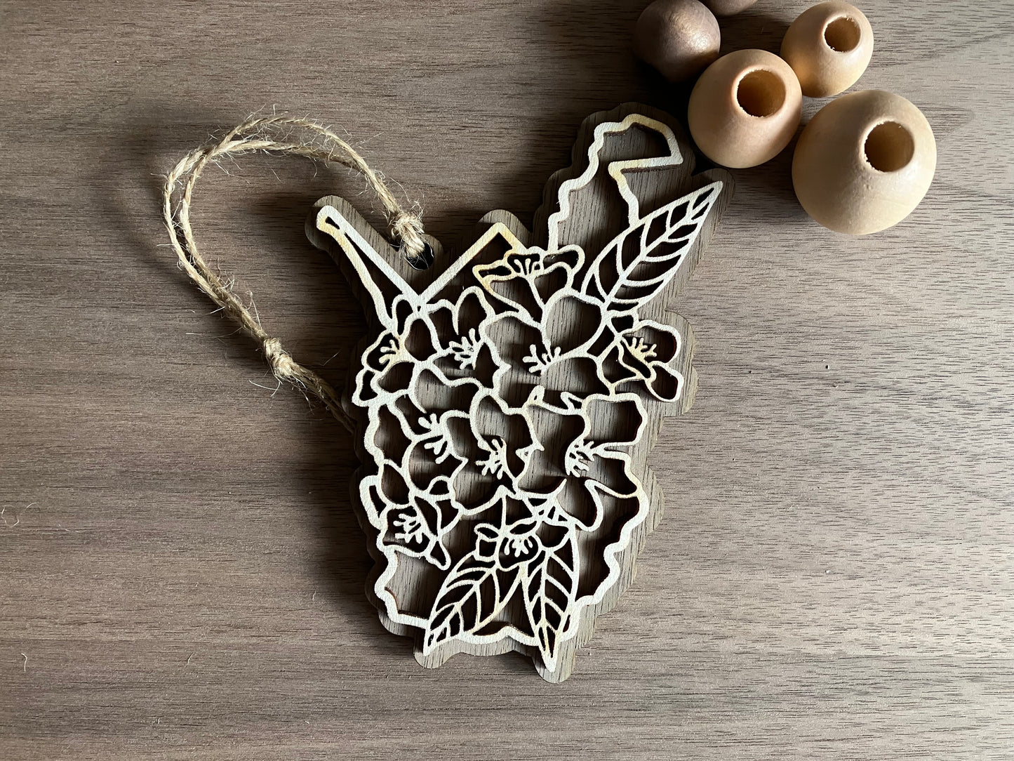 Wooden West Virginia State Flower Ornament