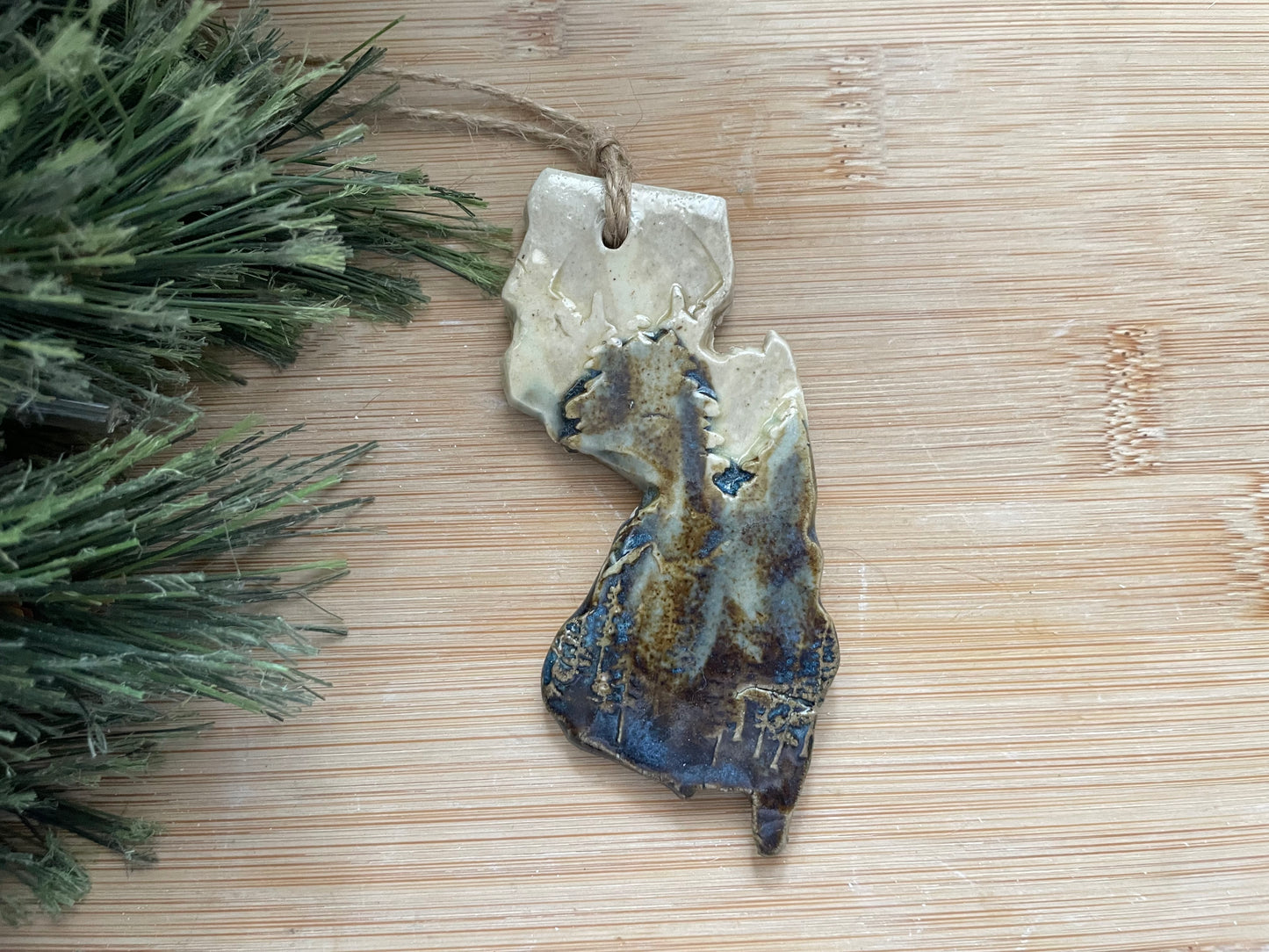 New Jersey Rustic Clay Ornament