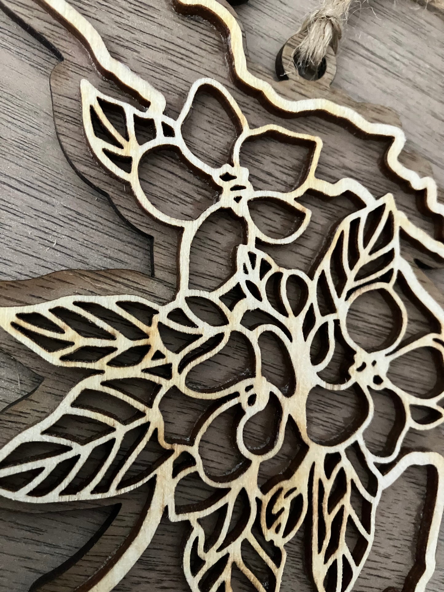 Michigan Wooden State Flower Ornament