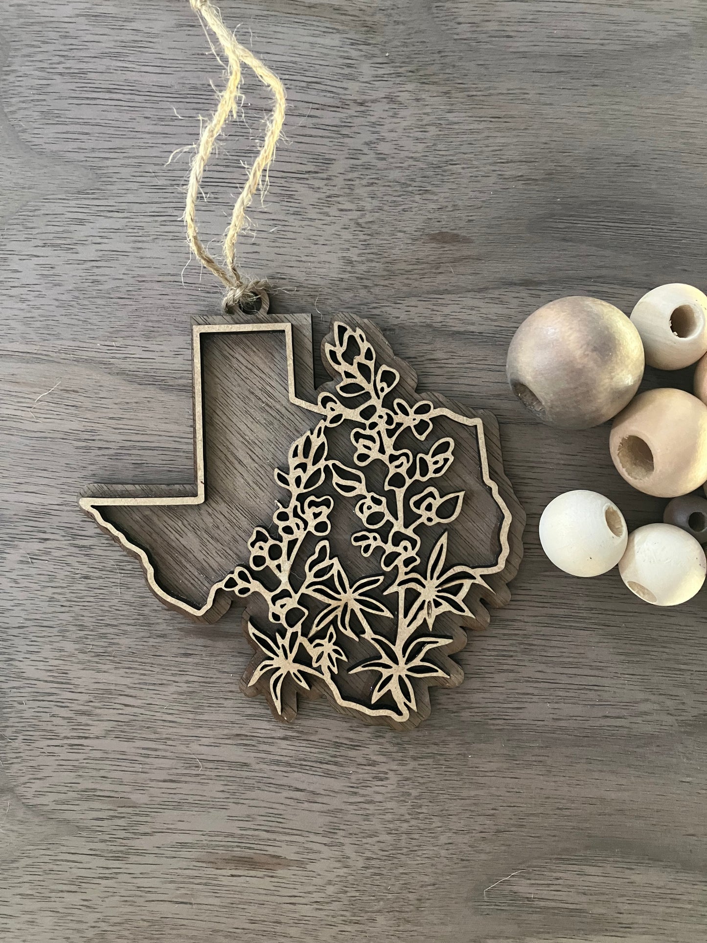 Wooden Texas State Flower Ornament