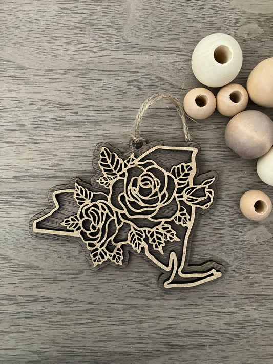 Wooden New York State Flower Ornament