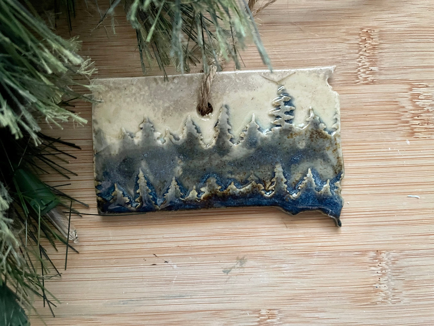 South Dakota Rustic Clay Ornament