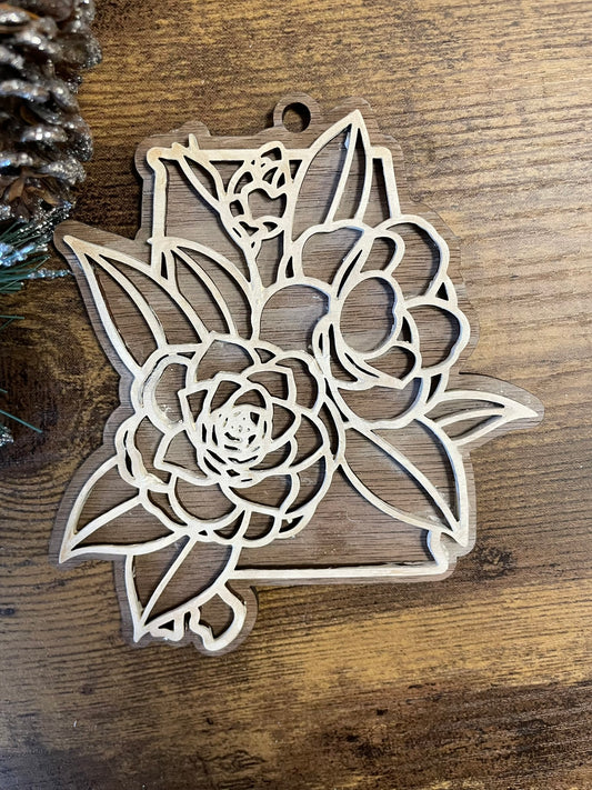 Wooden Alabama State Flower Ornament