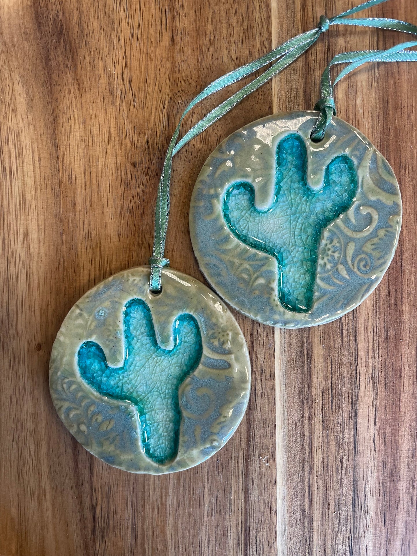 Cactus Crackle Clay Ornament