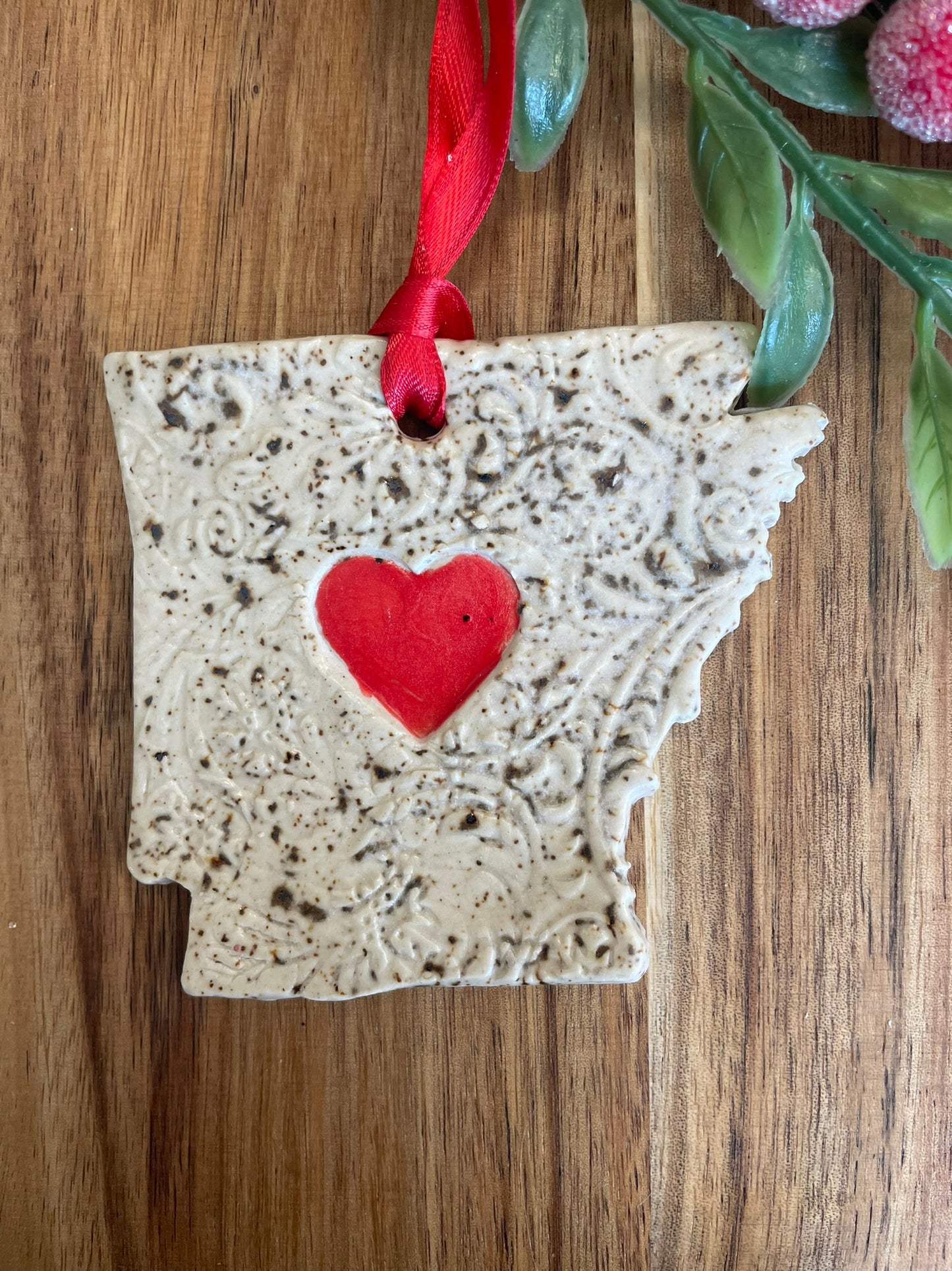 Arkansas Rustic Clay Ornament