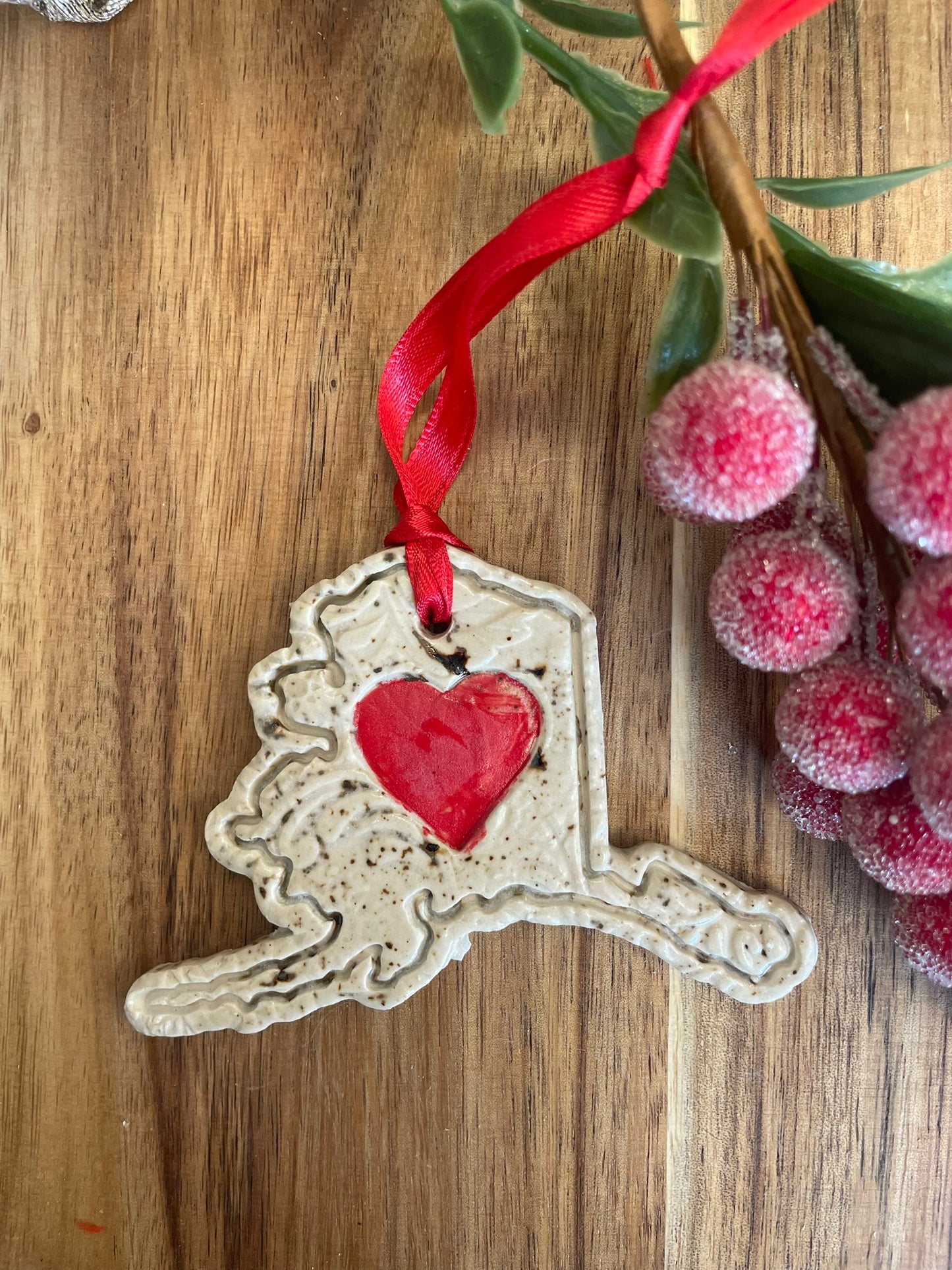 Alaska Rustic Clay Ornament