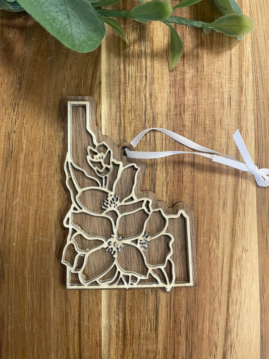 Wooden Idaho State Flower Ornament